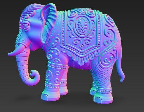 Highly Ornate Indian Style Elephant Statue 3D print model_2
