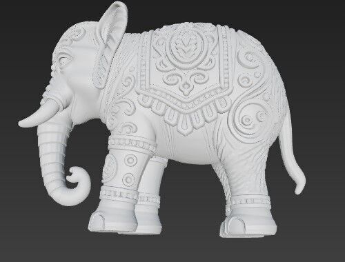 Highly Ornate Indian Style Elephant Statue 3D print model_14