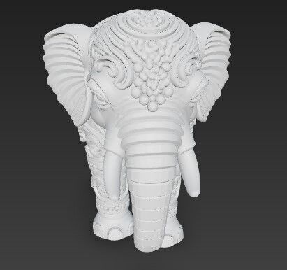 Highly Ornate Indian Style Elephant Statue 3D print model_5