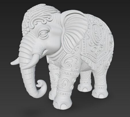 Highly Ornate Indian Style Elephant Statue 3D print model_16