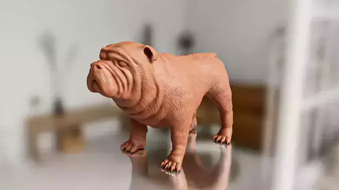 Cute but Realistic Bulldog Toy Model