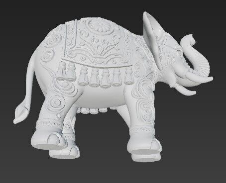 Highly Ornate Indian Style Elephant Statue 3D print model_5