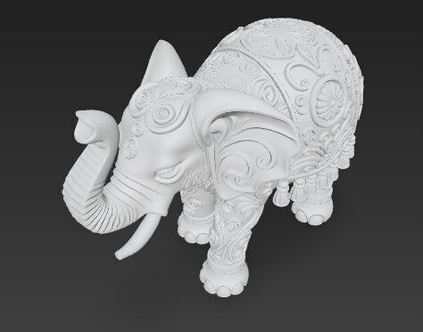 Highly Ornate Indian Style Elephant Statue 3D print model_9