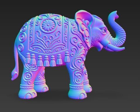 Highly Ornate Indian Style Elephant Statue 3D print model_1