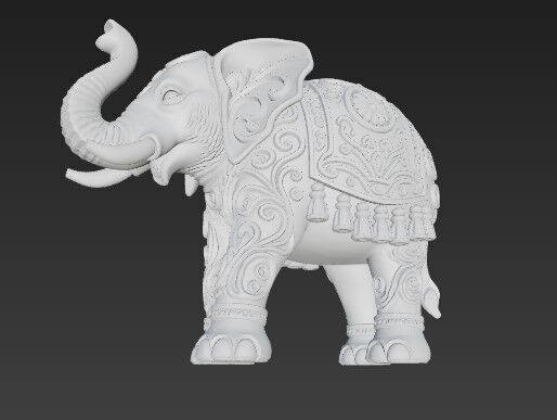 Highly Ornate Indian Style Elephant Statue 3D print model_14