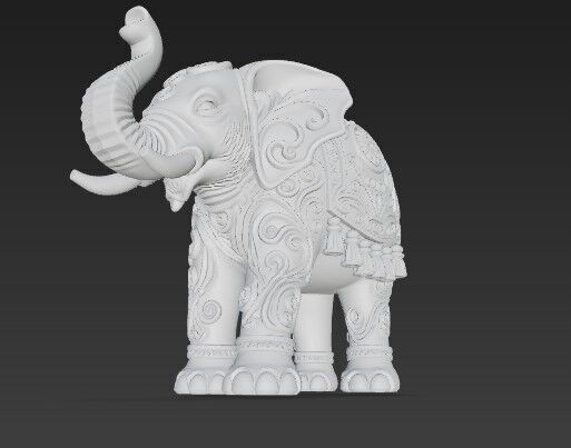 Highly Ornate Indian Style Elephant Statue 3D print model_13