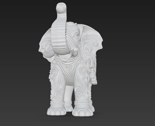Highly Ornate Indian Style Elephant Statue 3D print model_12