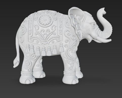 Highly Ornate Indian Style Elephant Statue 3D print model_3