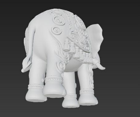 Highly Ornate Indian Style Elephant Statue 3D print model_4