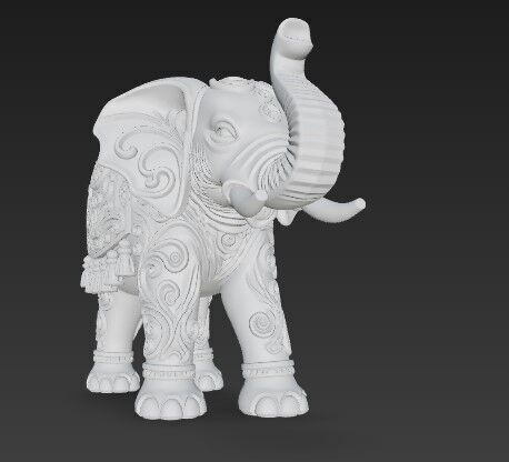 Highly Ornate Indian Style Elephant Statue 3D print model_11