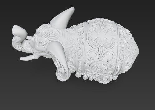 Highly Ornate Indian Style Elephant Statue 3D print model_8