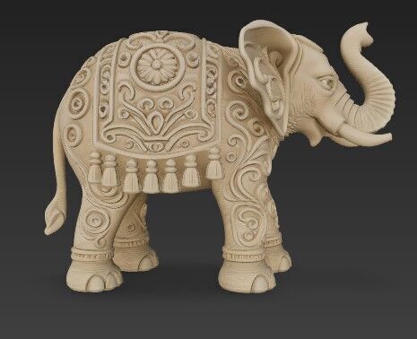 Highly Ornate Indian Style Elephant Statue 3D print model_2