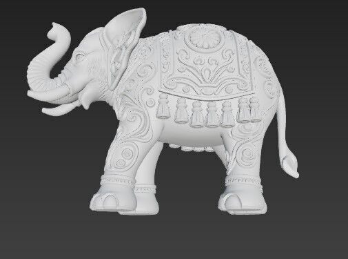 Highly Ornate Indian Style Elephant Statue 3D print model_15