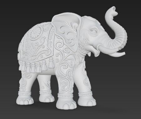 Highly Ornate Indian Style Elephant Statue 3D print model_10