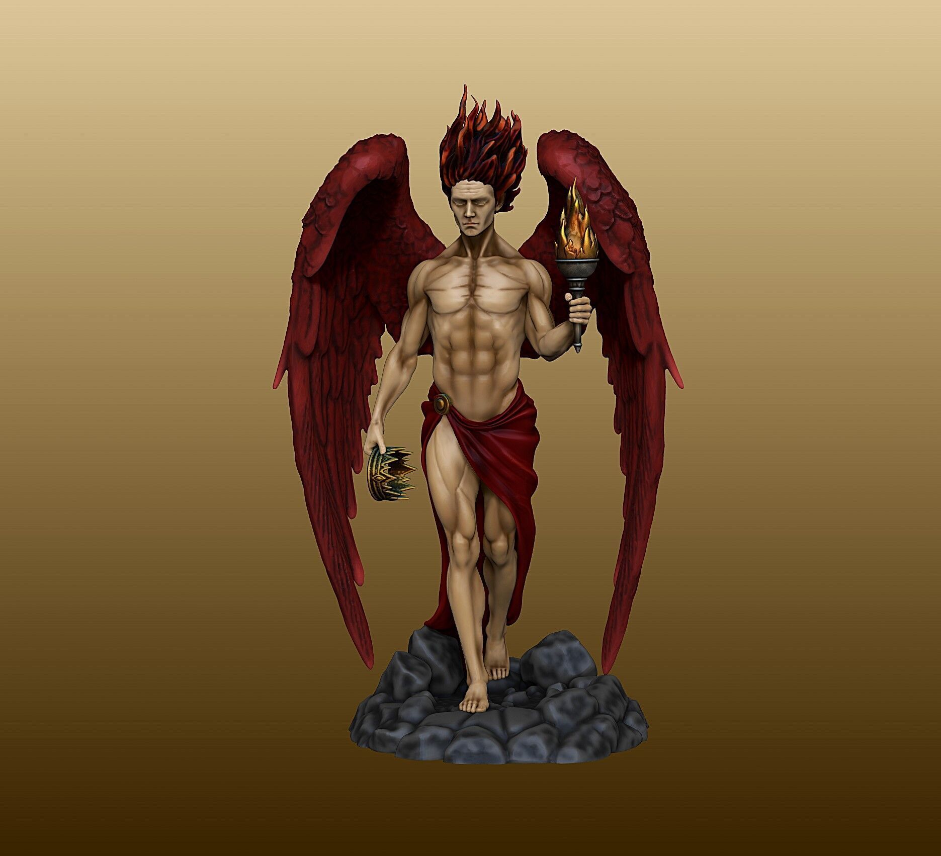 Lucifer Statue figurine 3D print model_1