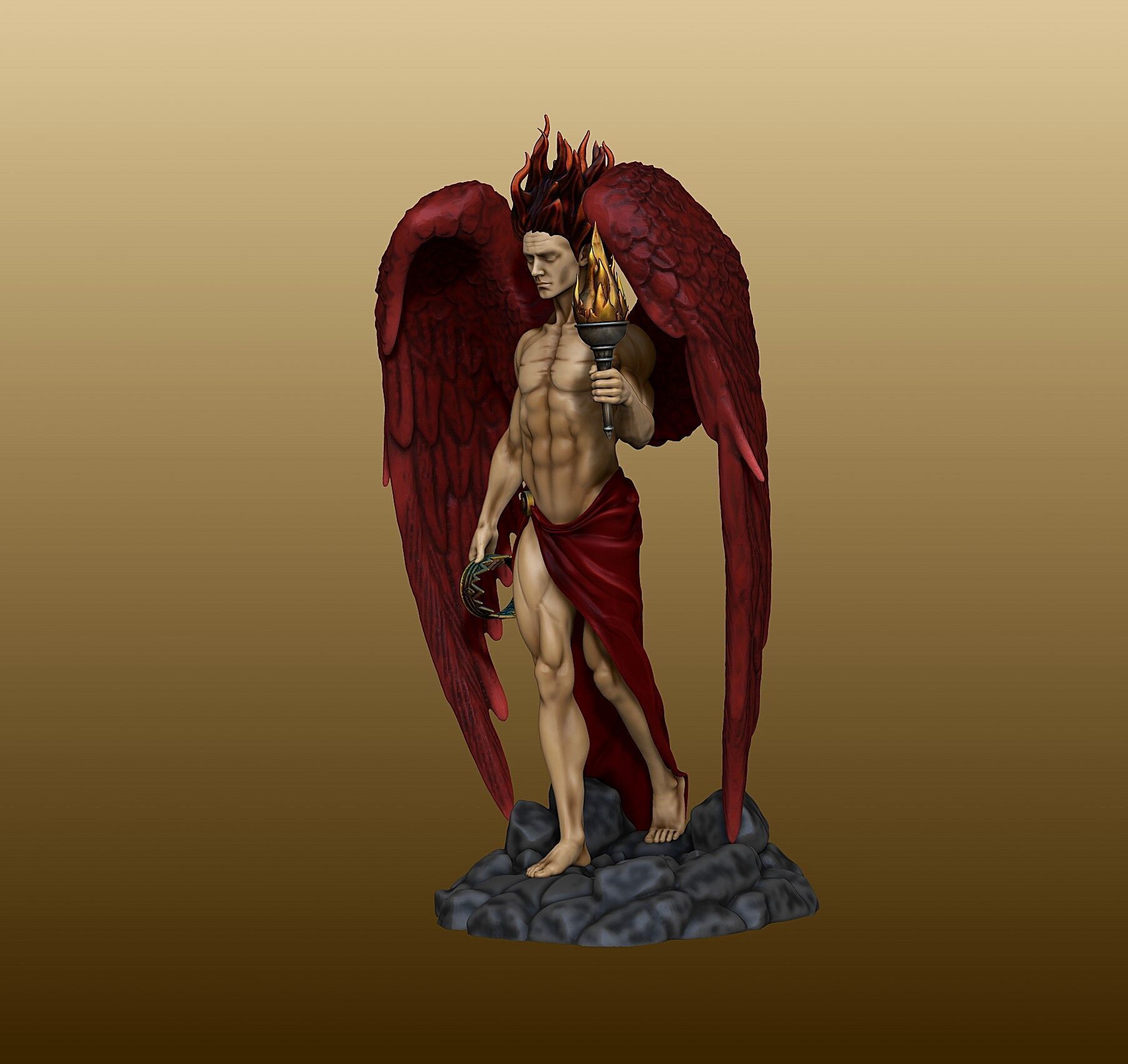 Lucifer Statue figurine 3D print model_2