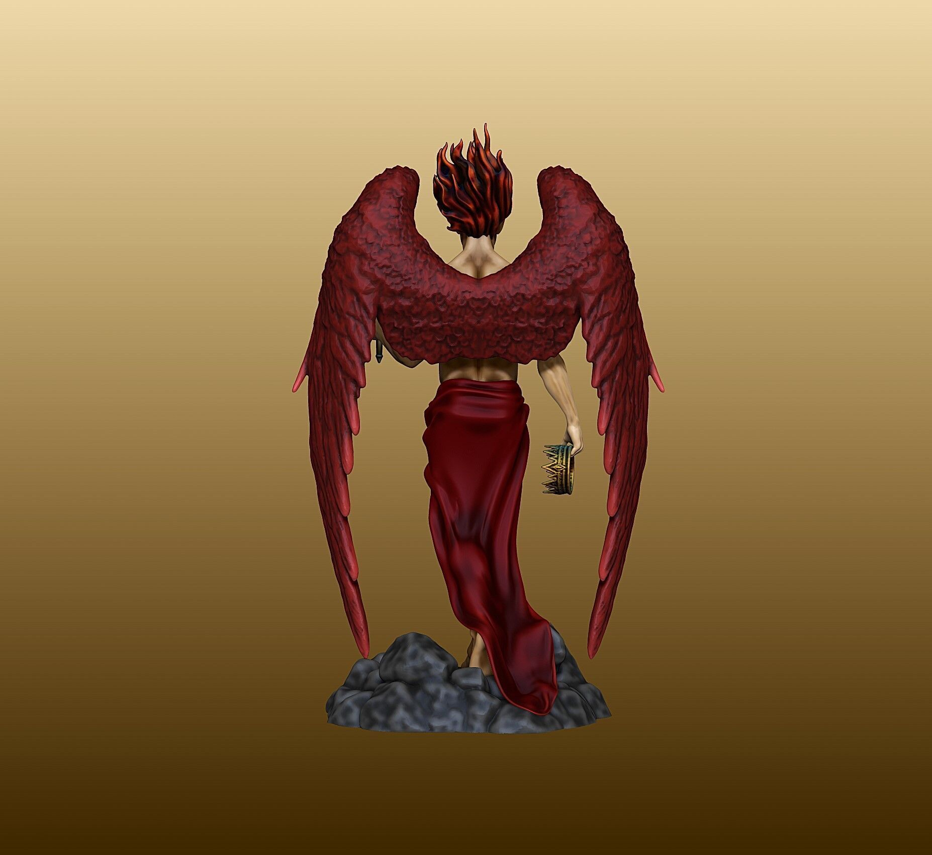 Lucifer Statue figurine 3D print model_4