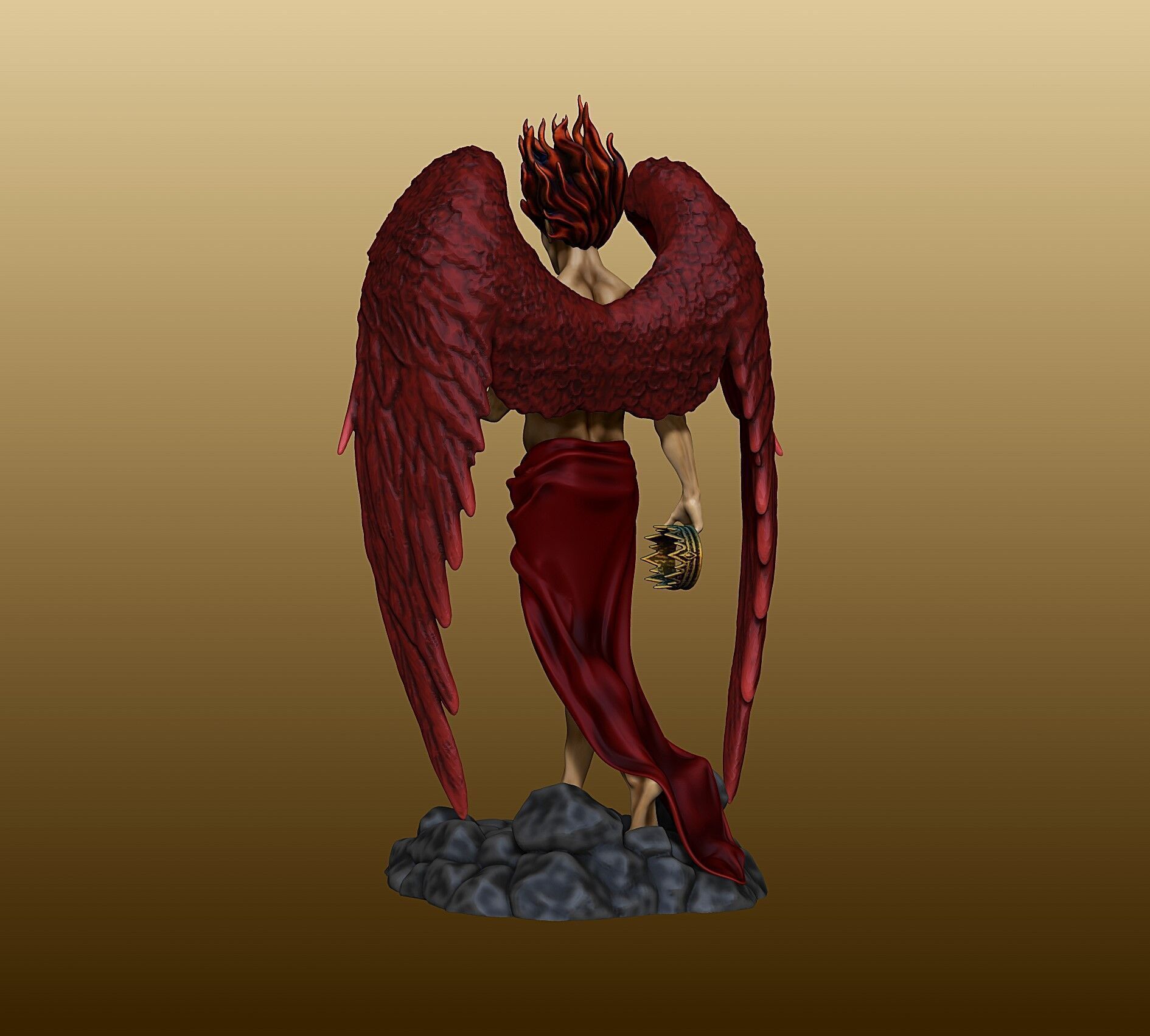 Lucifer Statue figurine 3D print model_3