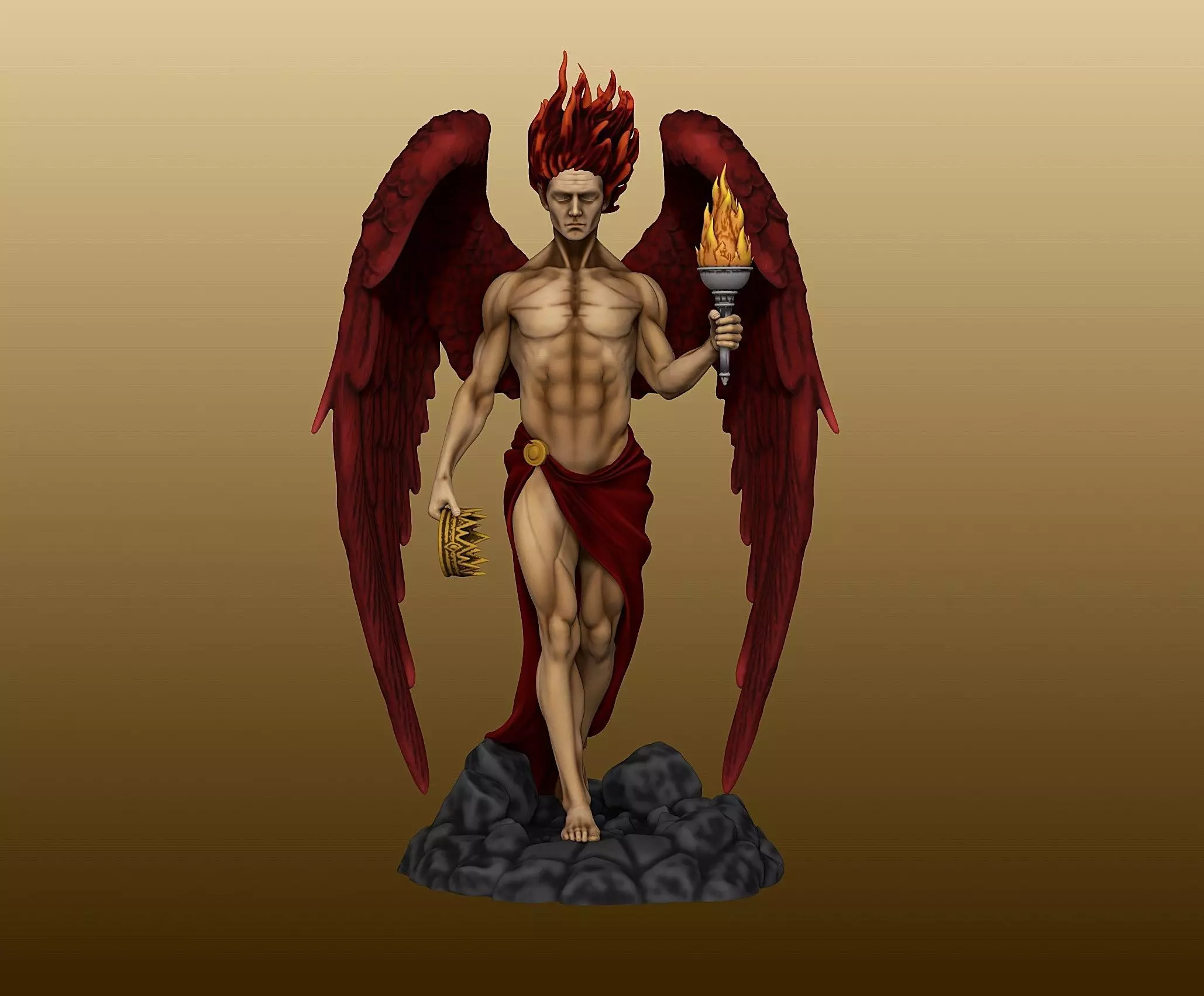 Lucifer Statue figurine 3D print model_0
