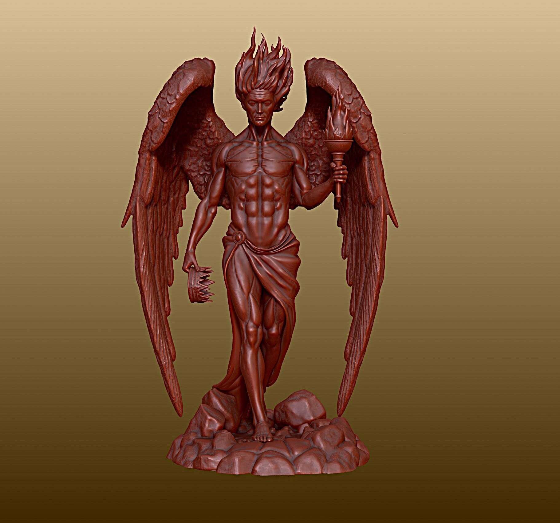 Lucifer Statue figurine 3D print model_6