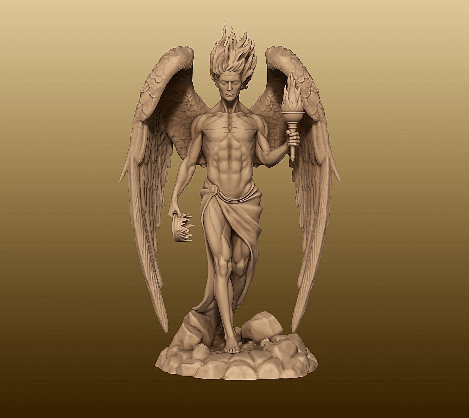 Lucifer Statue figurine 3D print model_5