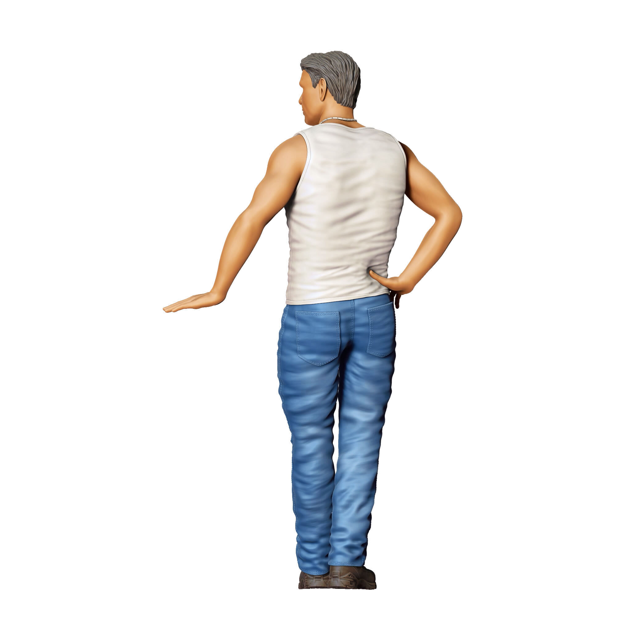 N6 a man leaning on a car 3D print model_16