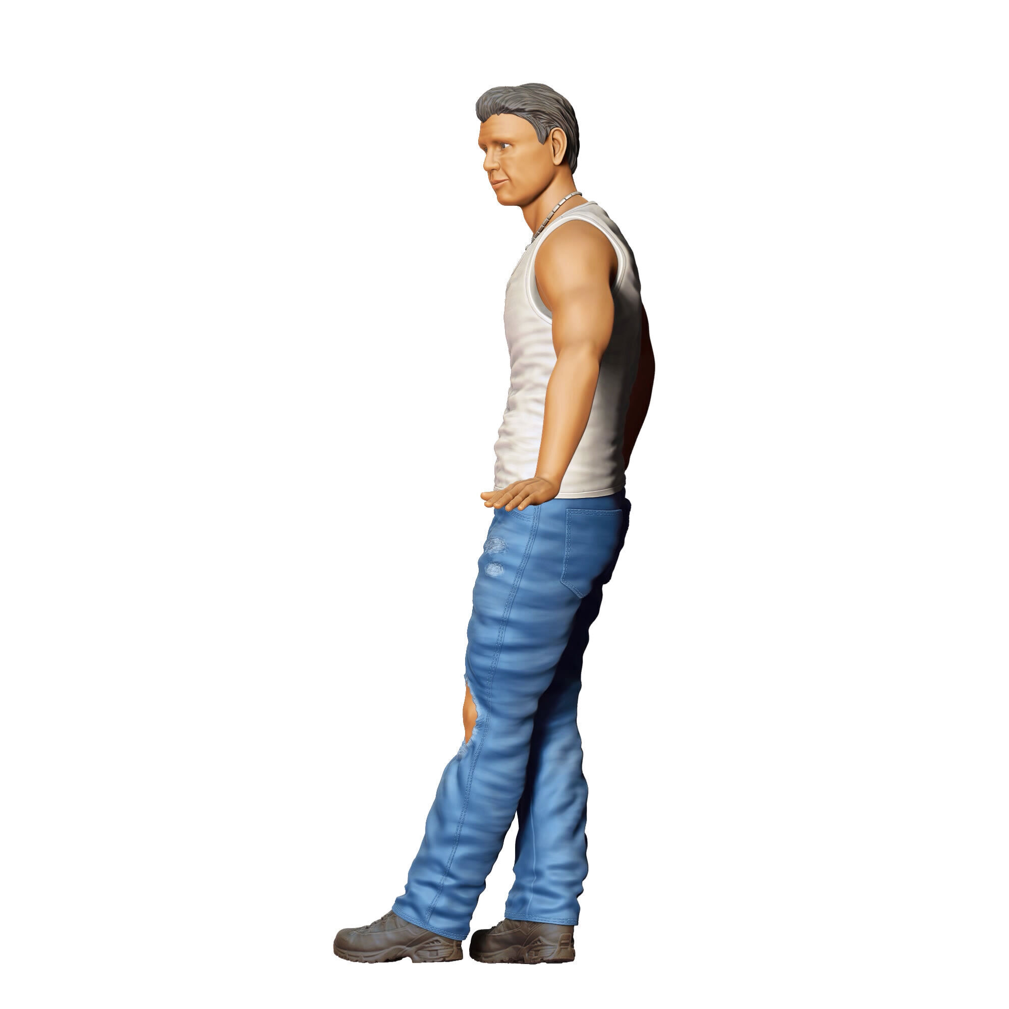 N6 a man leaning on a car 3D print model_20