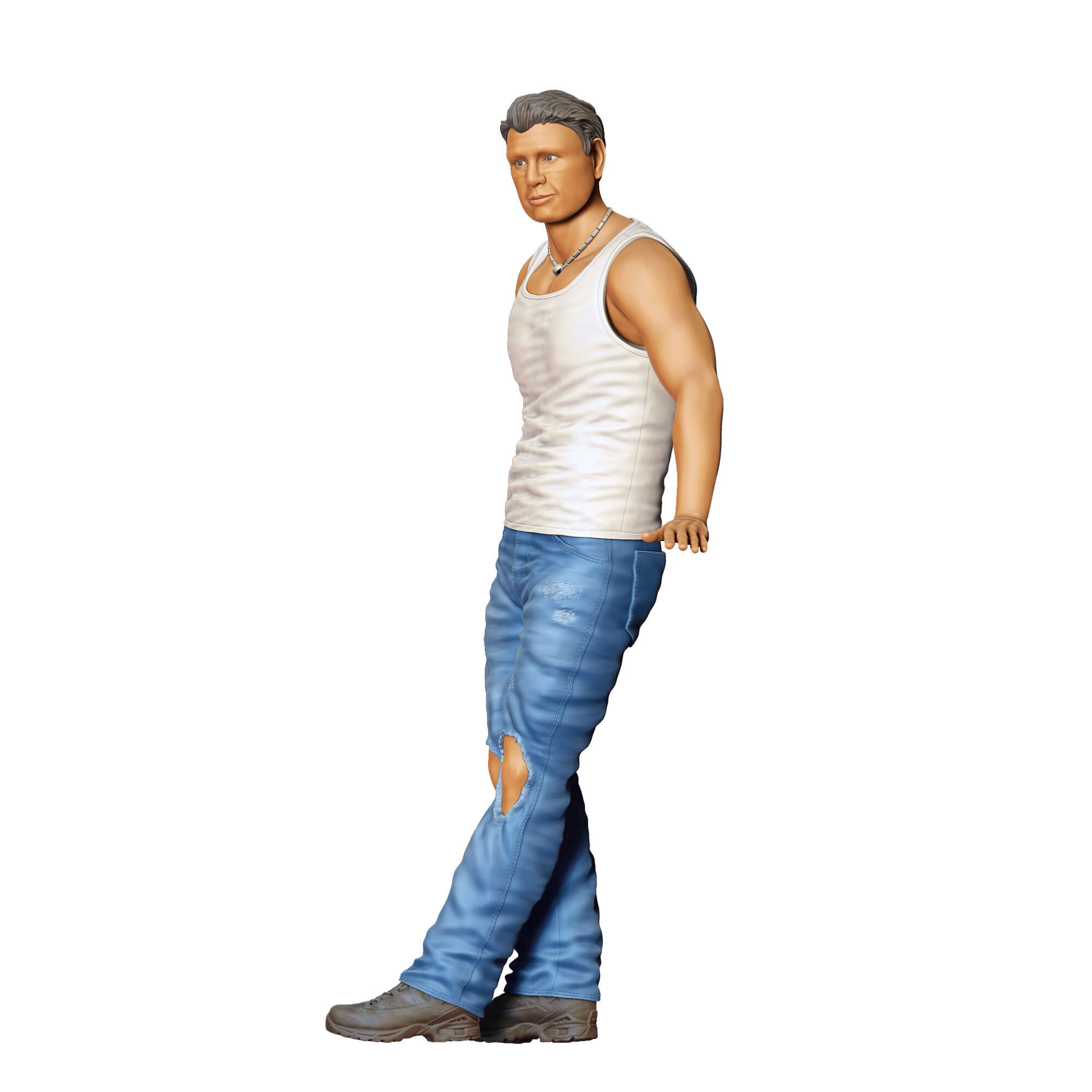 N6 a man leaning on a car 3D print model_22