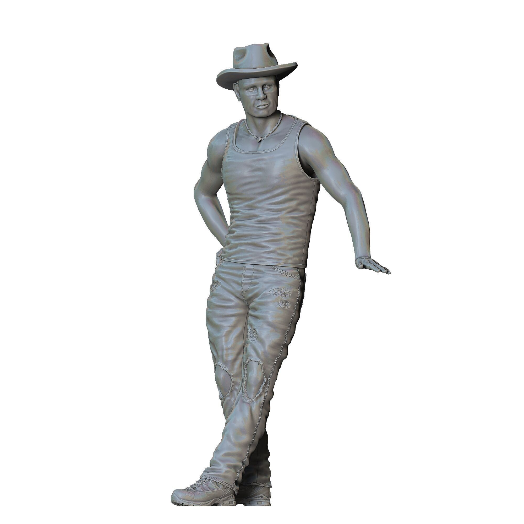 N6 a man leaning on a car 3D print model_26