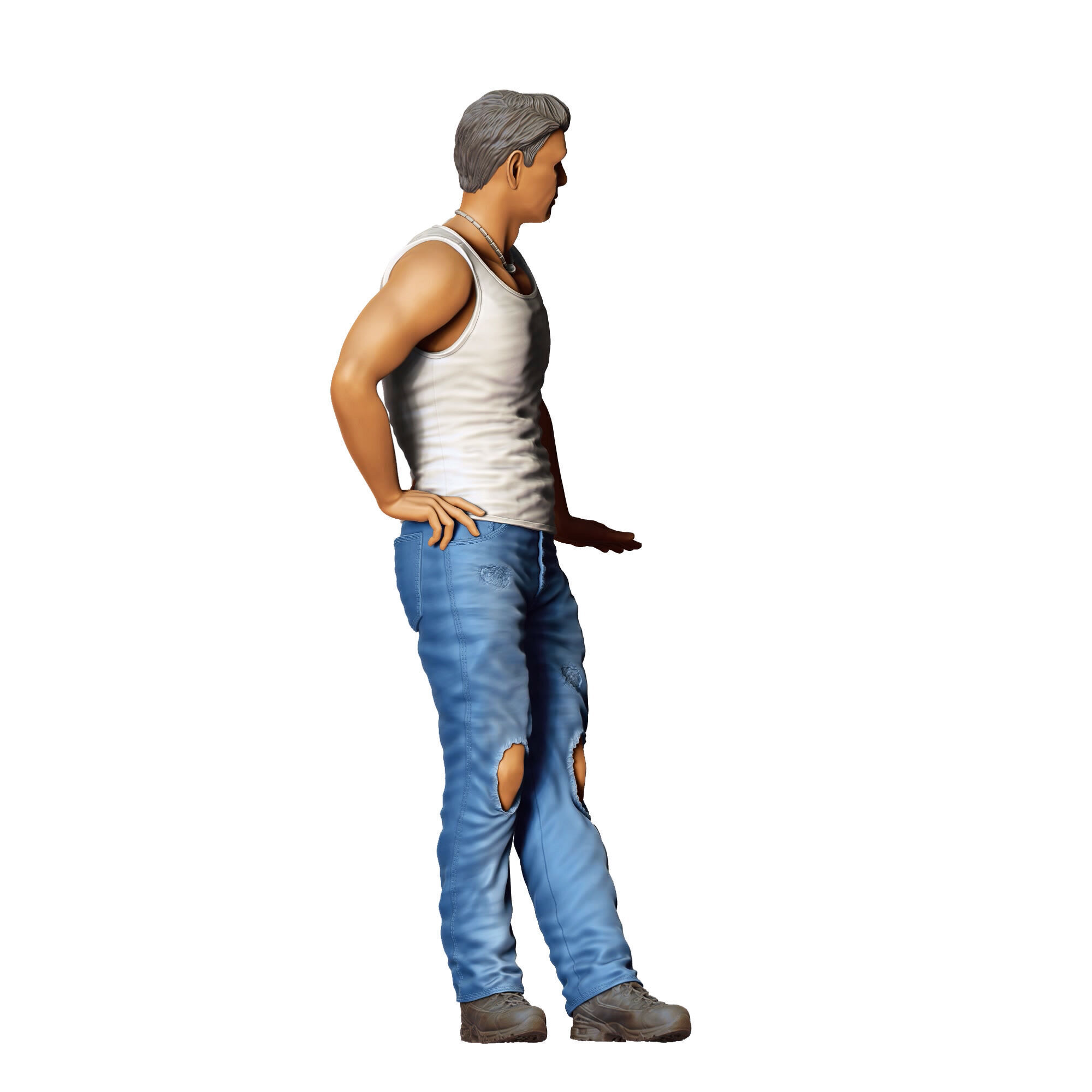 N6 a man leaning on a car 3D print model_7