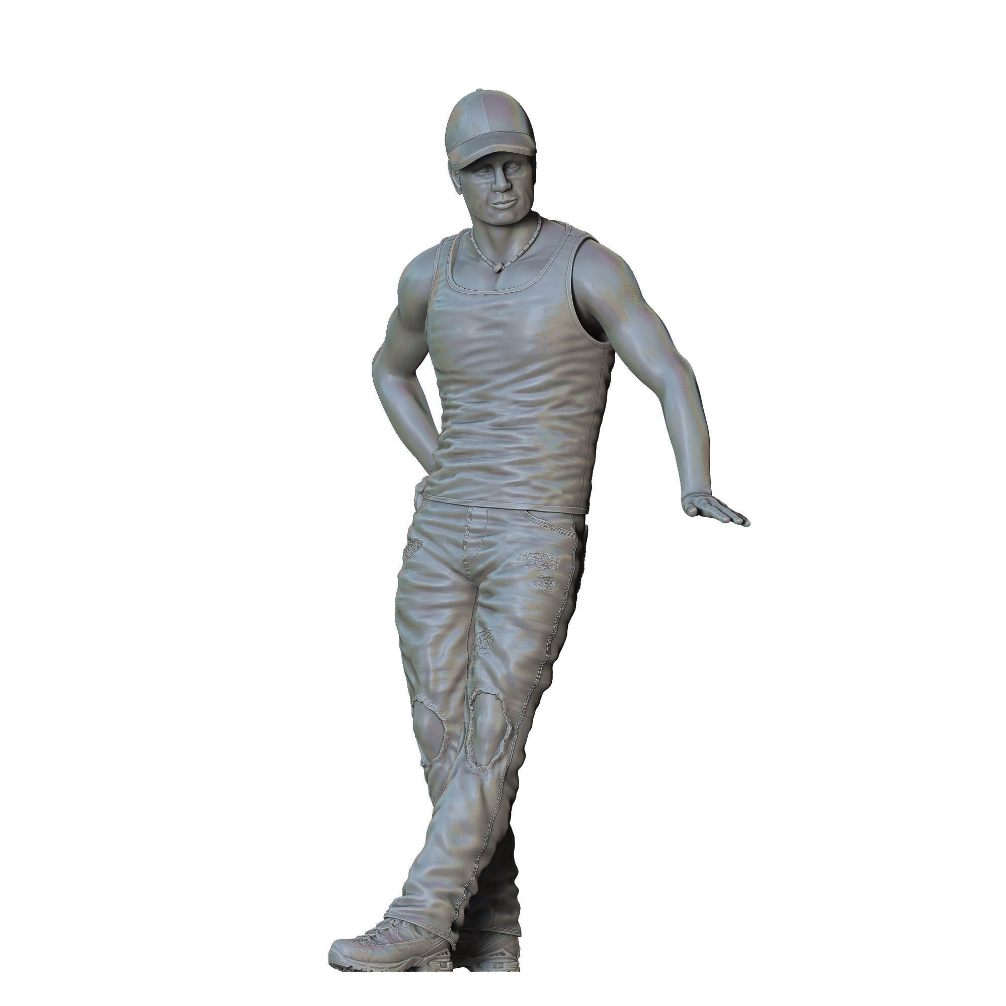 N6 a man leaning on a car 3D print model_25