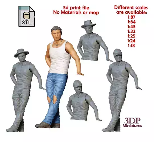 N6 a man leaning on a car 3D print model N6 a man leaning on a car 3D print model