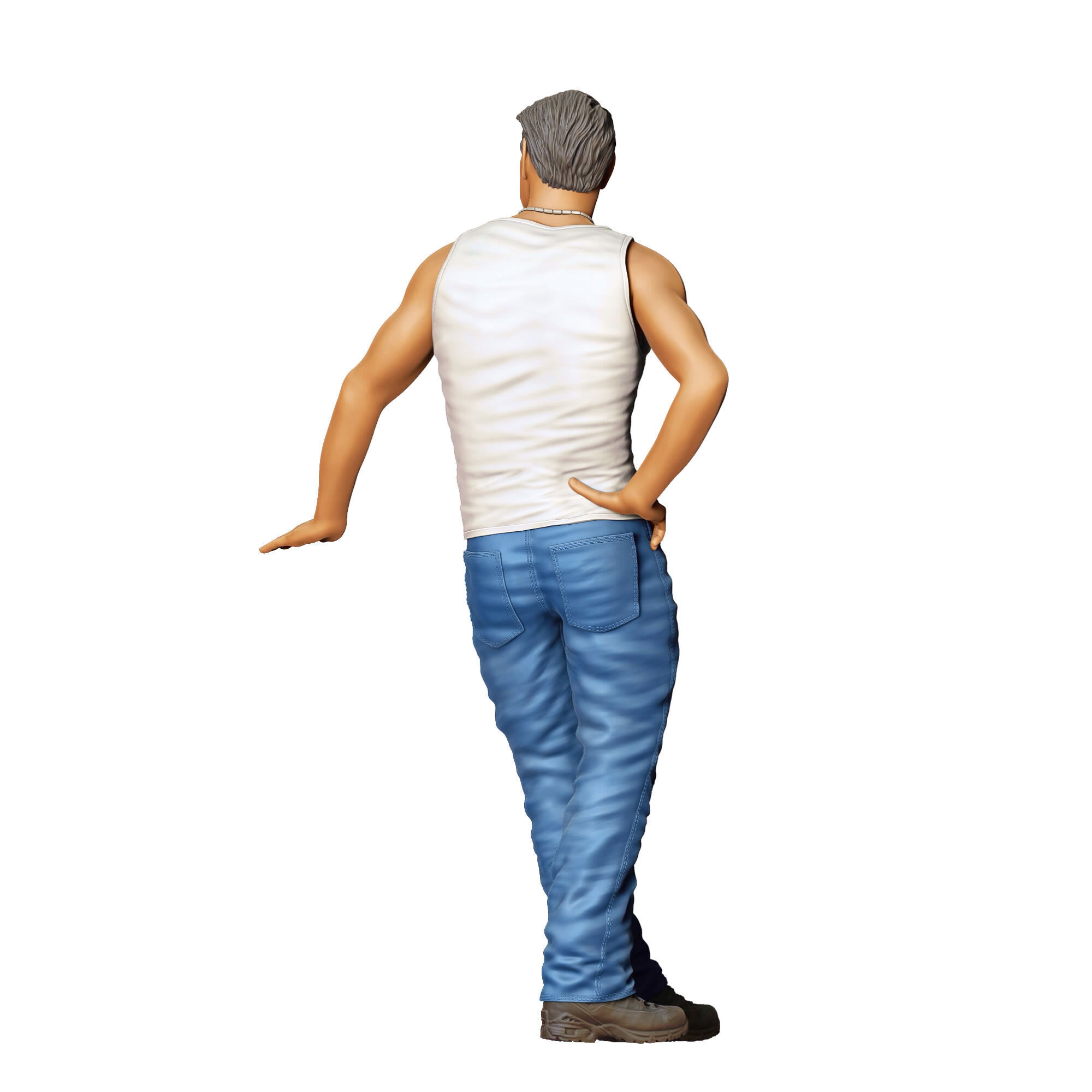 N6 a man leaning on a car 3D print model_13