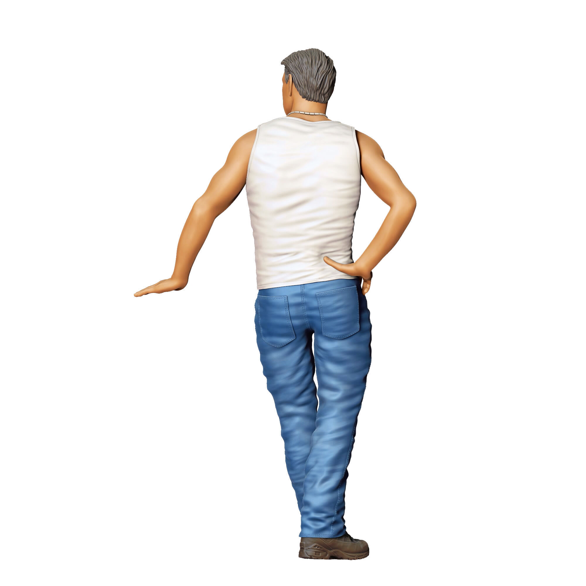 N6 a man leaning on a car 3D print model_14