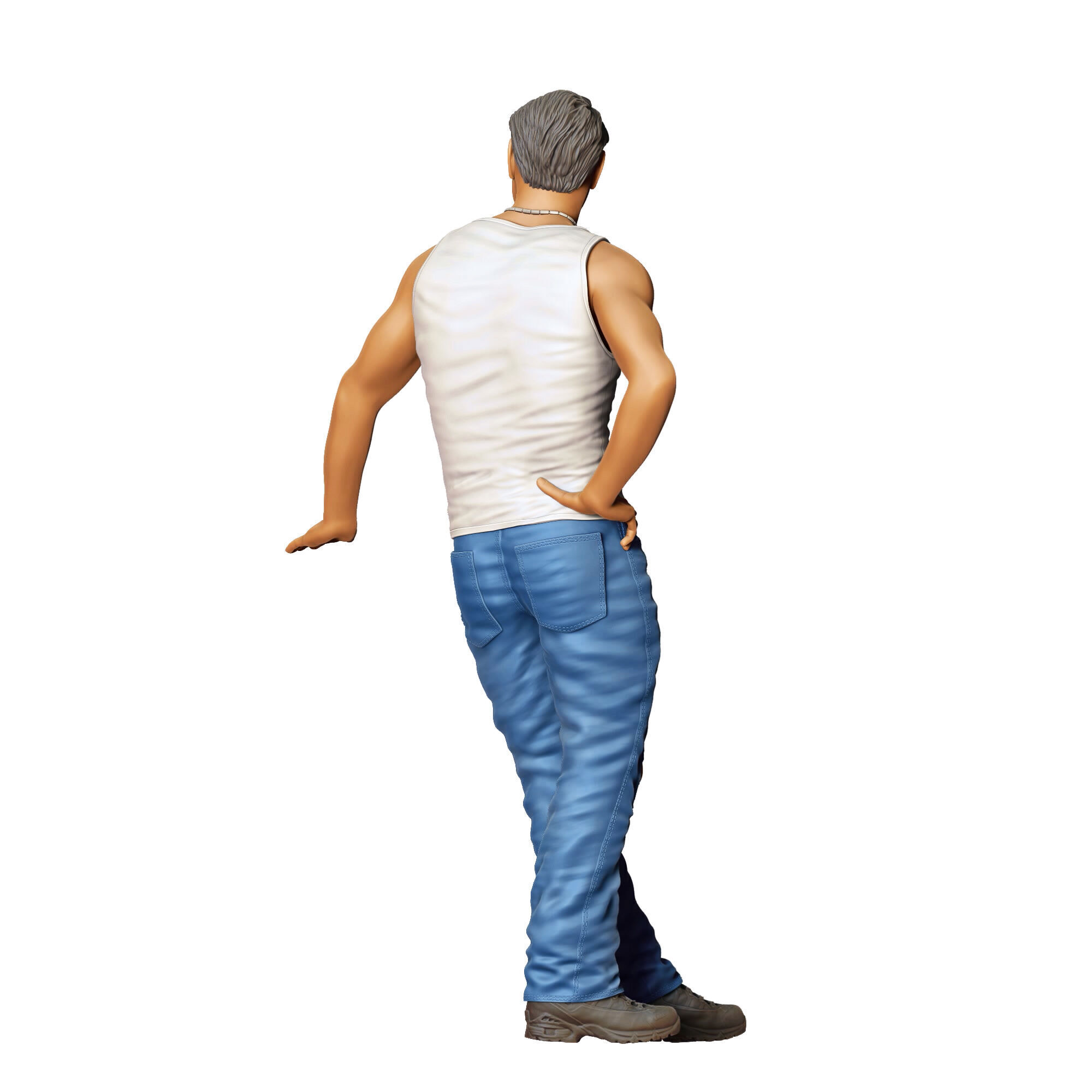 N6 a man leaning on a car 3D print model_12