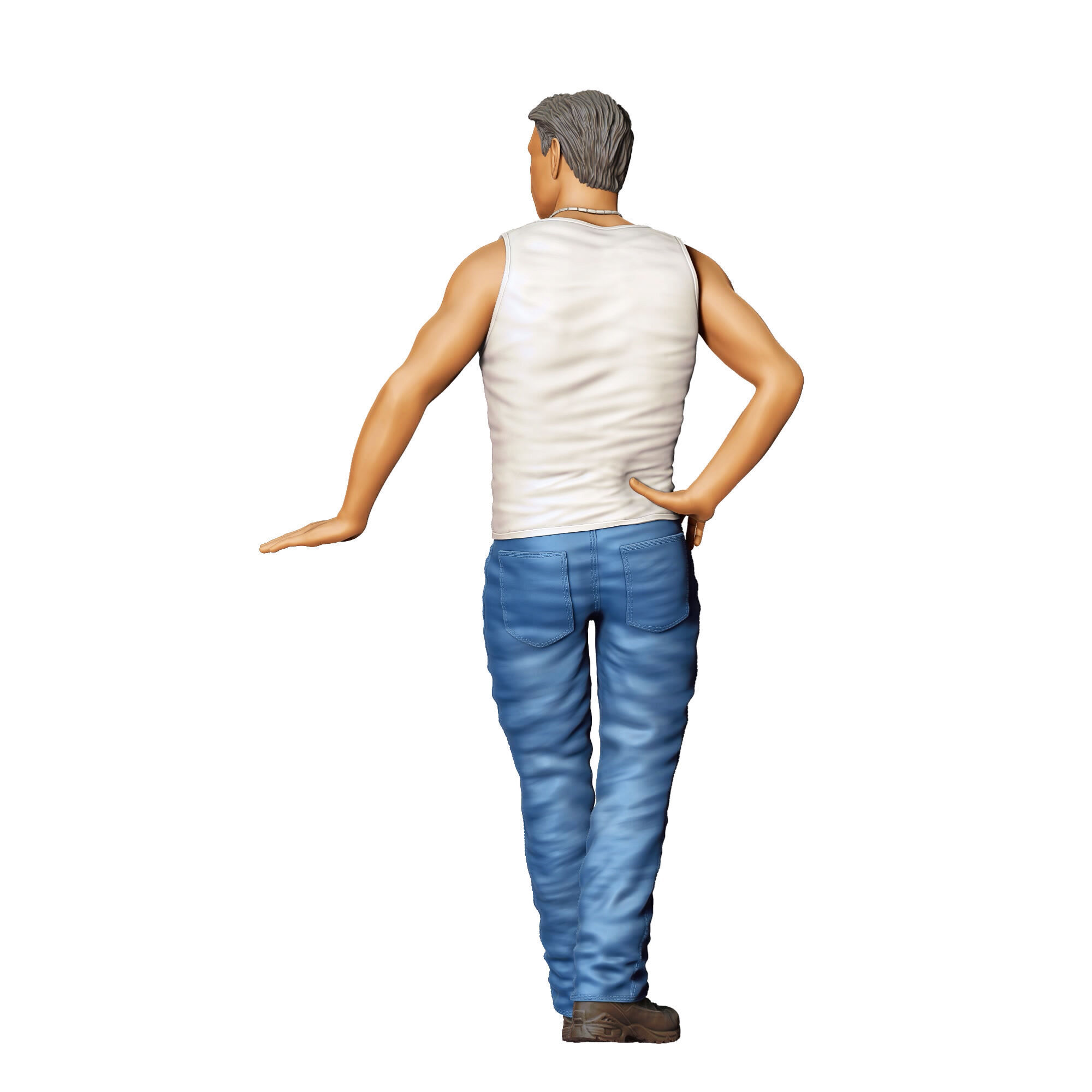 N6 a man leaning on a car 3D print model_15