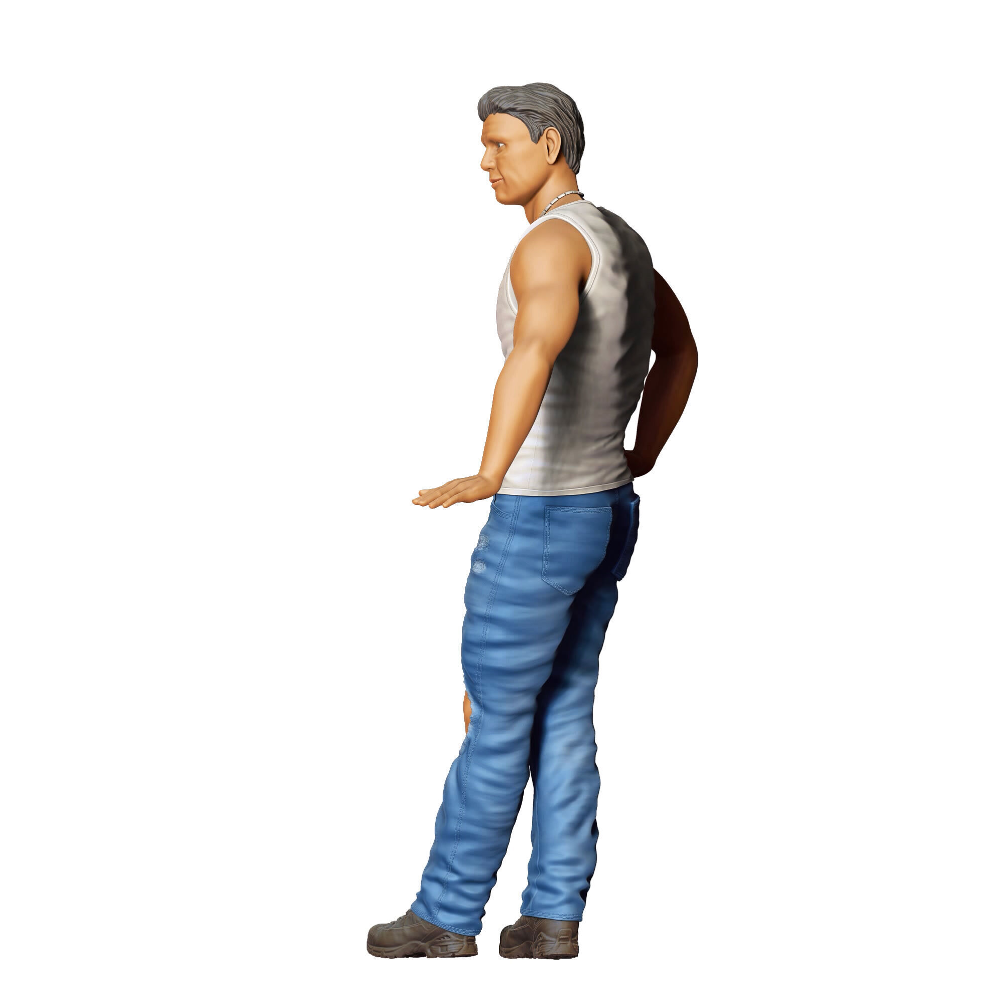 N6 a man leaning on a car 3D print model_19