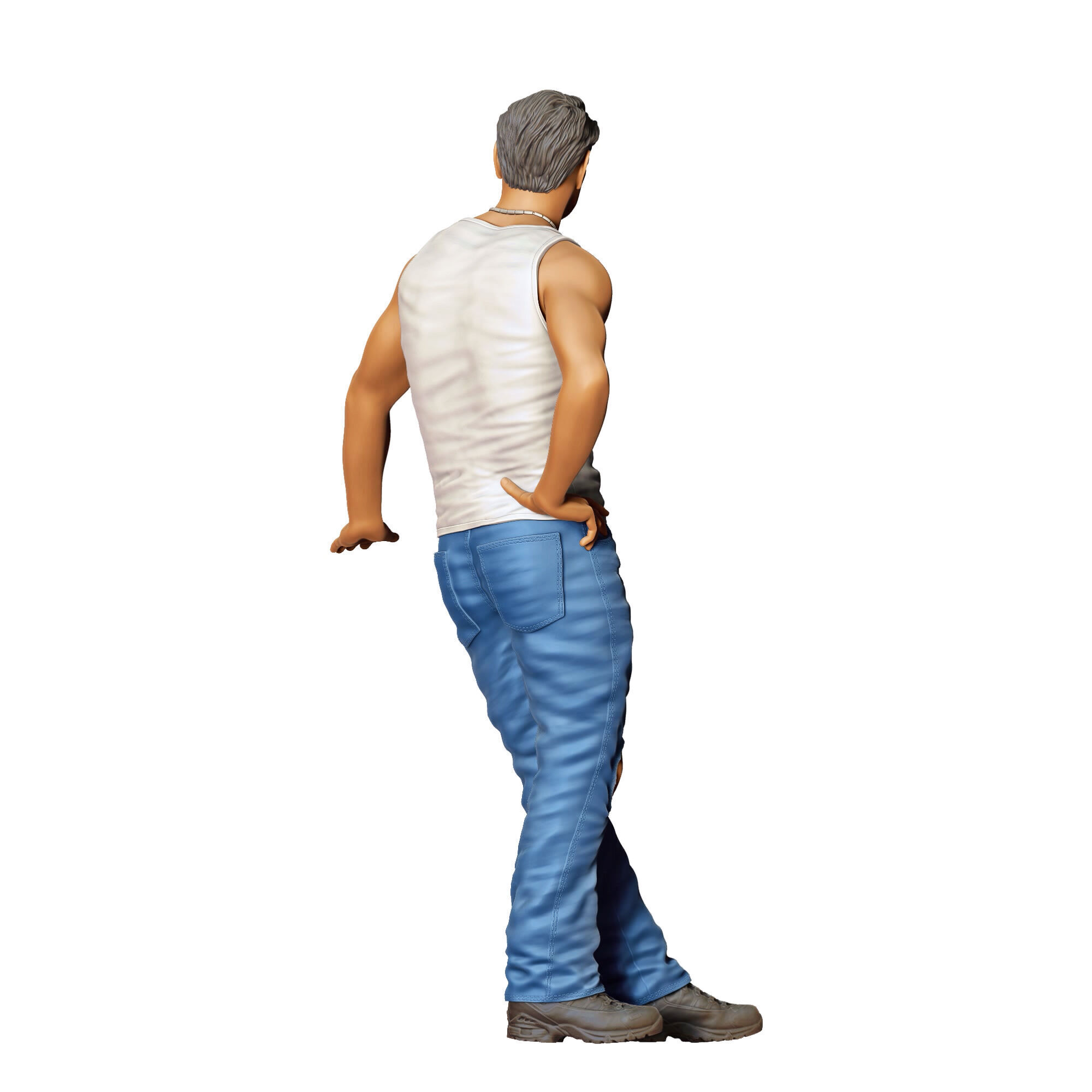 N6 a man leaning on a car 3D print model_11