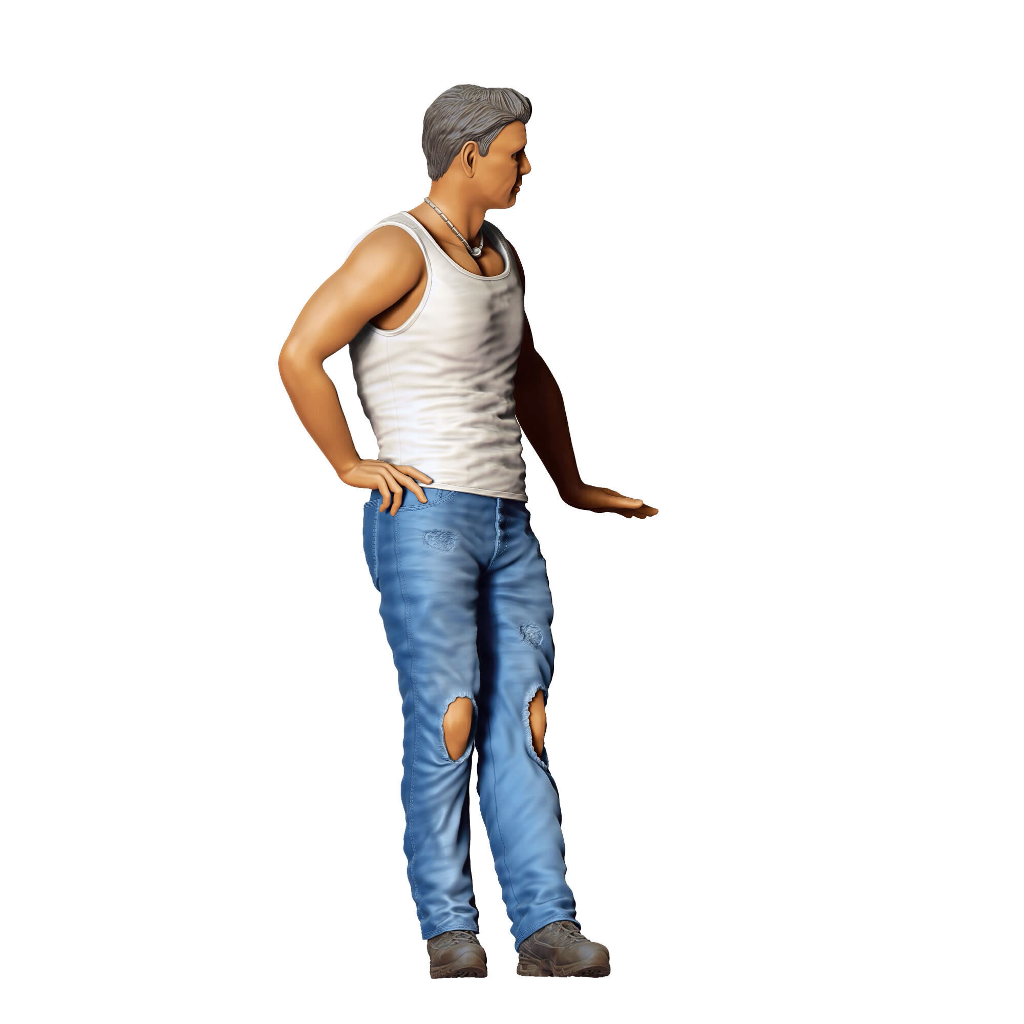 N6 a man leaning on a car 3D print model_6