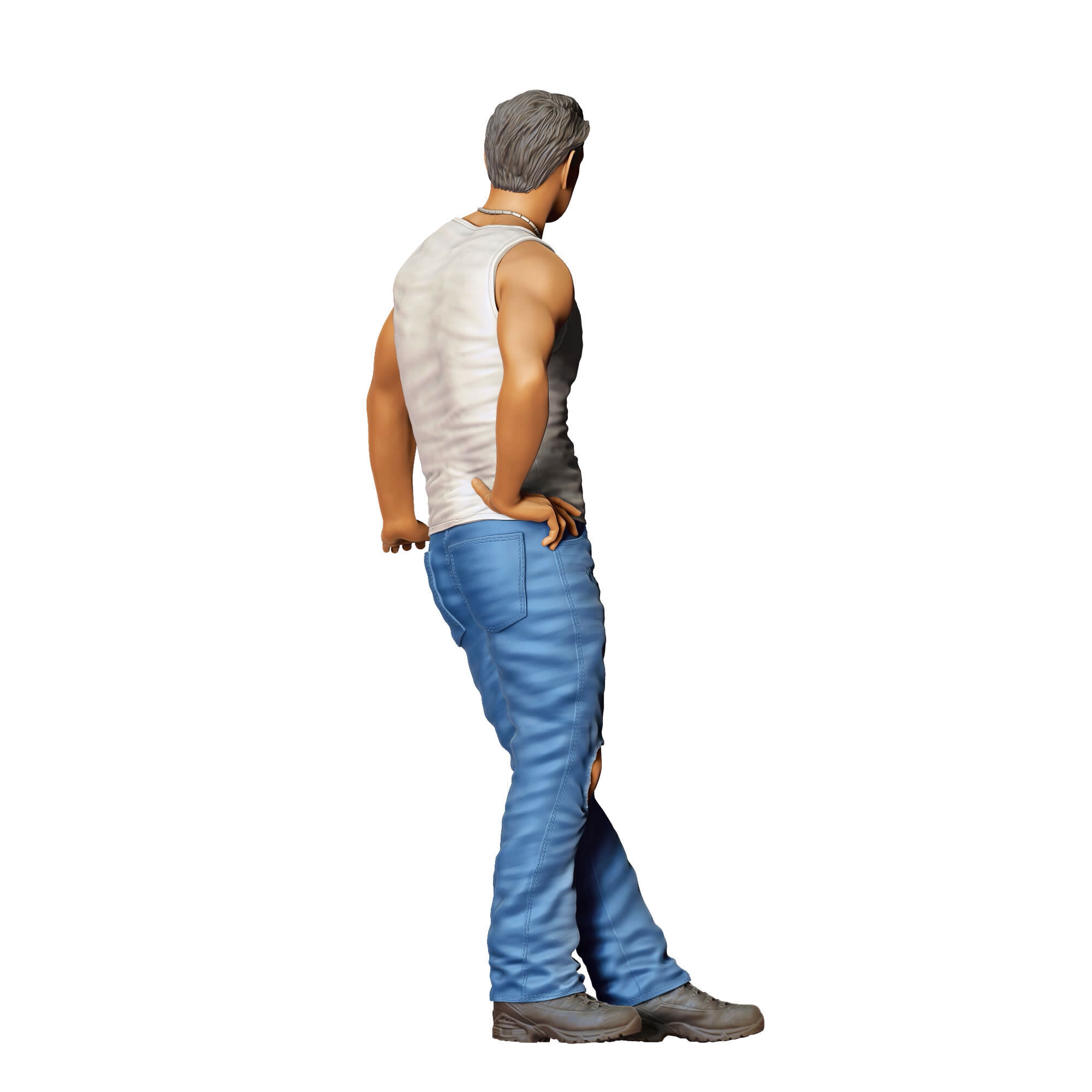 N6 a man leaning on a car 3D print model_10