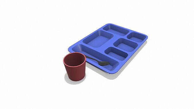 Prison Plastic Food Tray Low-poly PBR Low-poly 3D model 2