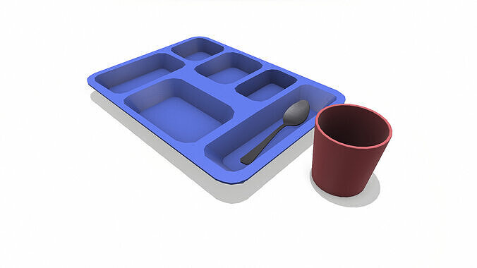 Prison Plastic Food Tray Low-poly PBR Low-poly 3D model 4