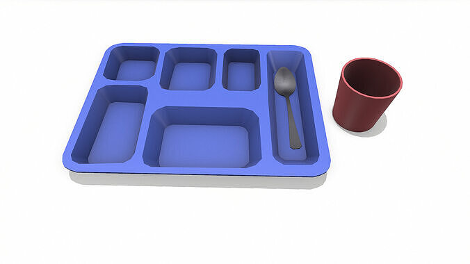 Prison Plastic Food Tray Low-poly PBR Low-poly 3D model 6