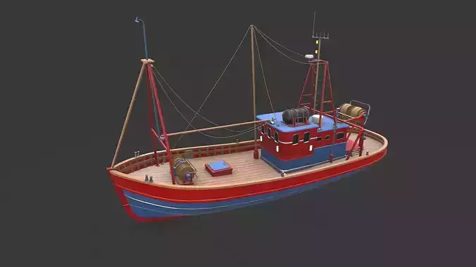 Fishing Boat 06 Low-poly PBR Low-poly 3D model