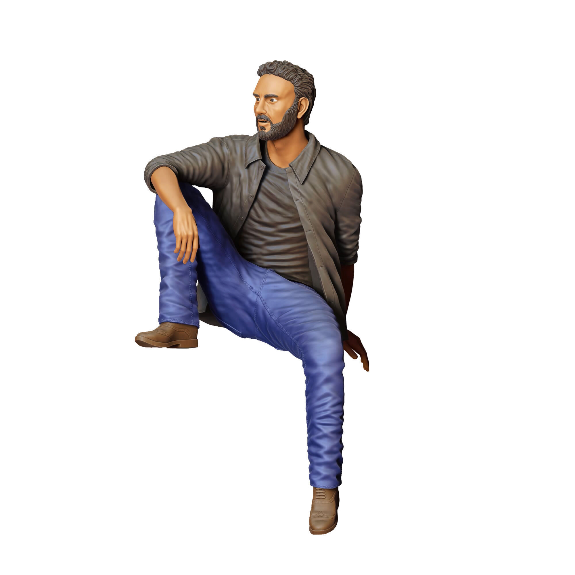 N7 a man sitting on a car 3D print model_22