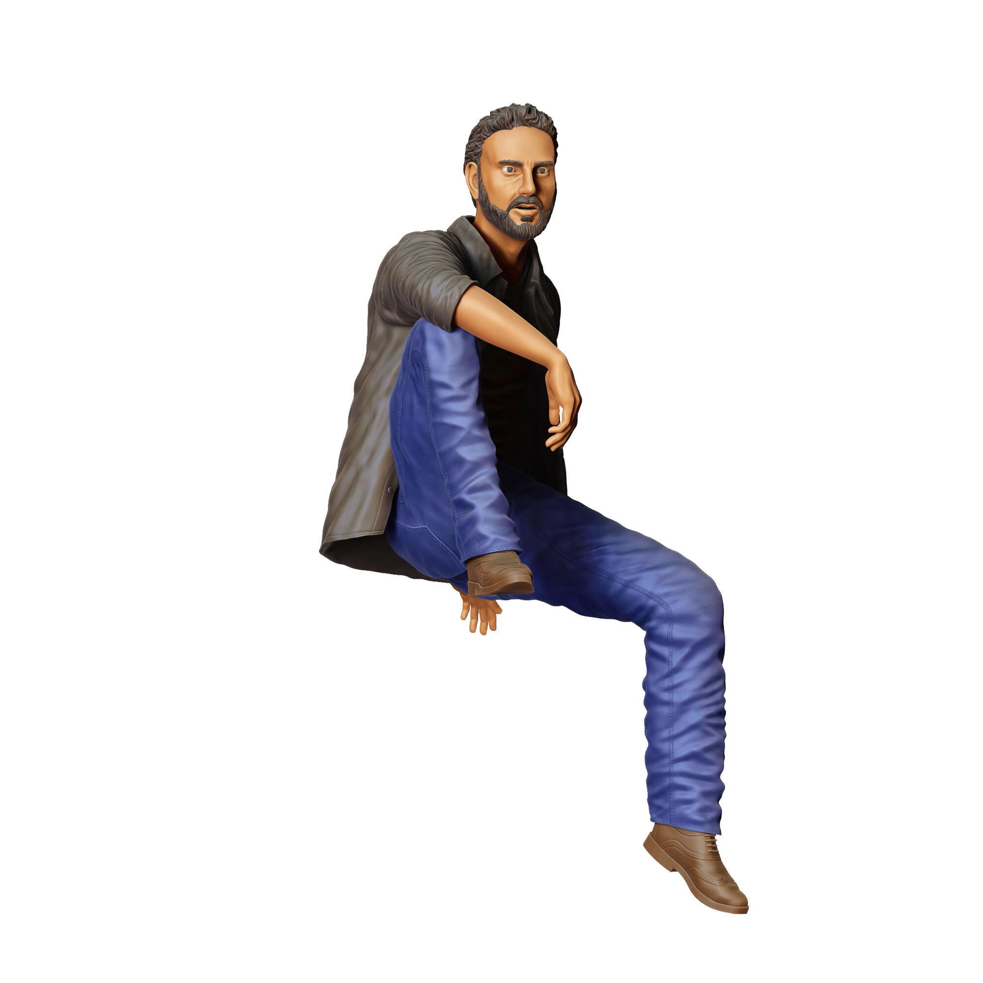 N7 a man sitting on a car 3D print model_2