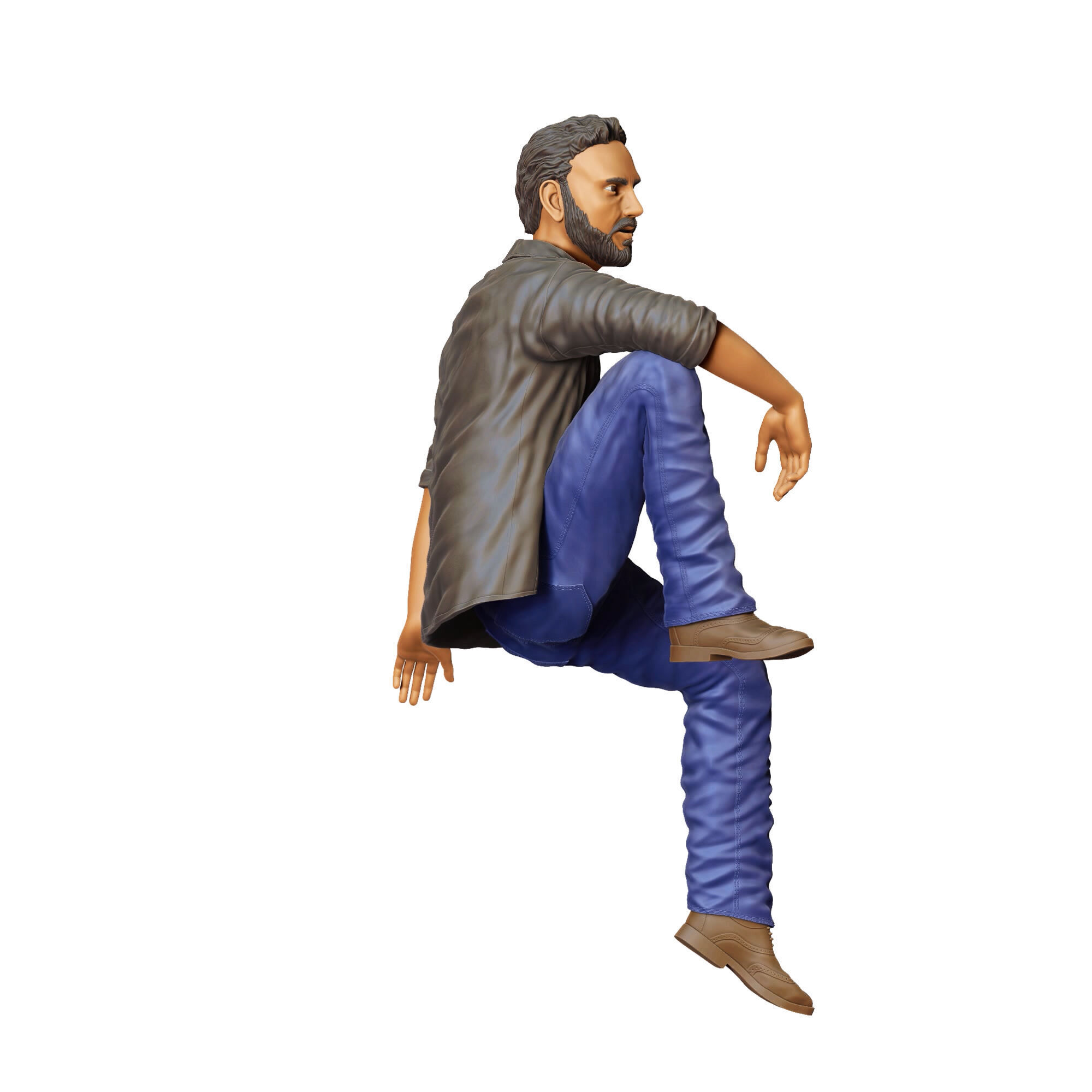 N7 a man sitting on a car 3D print model_5