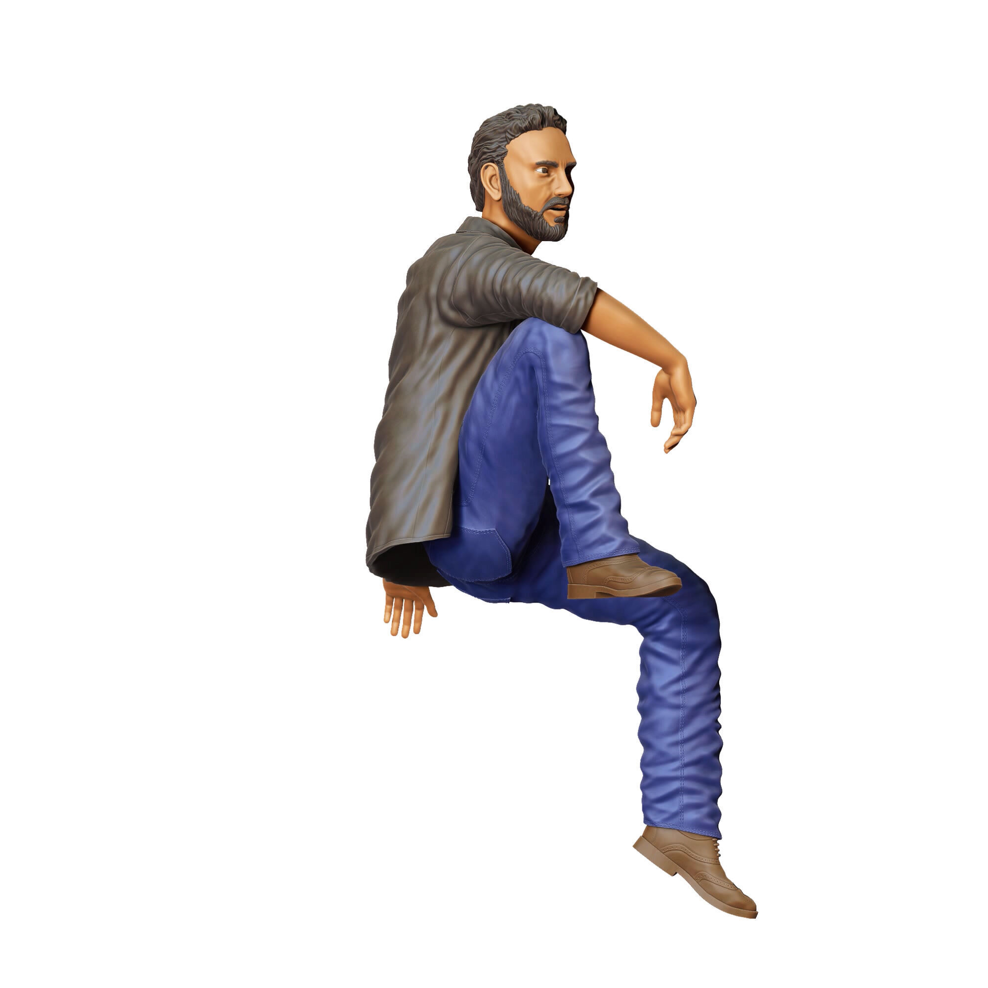 N7 a man sitting on a car 3D print model_4