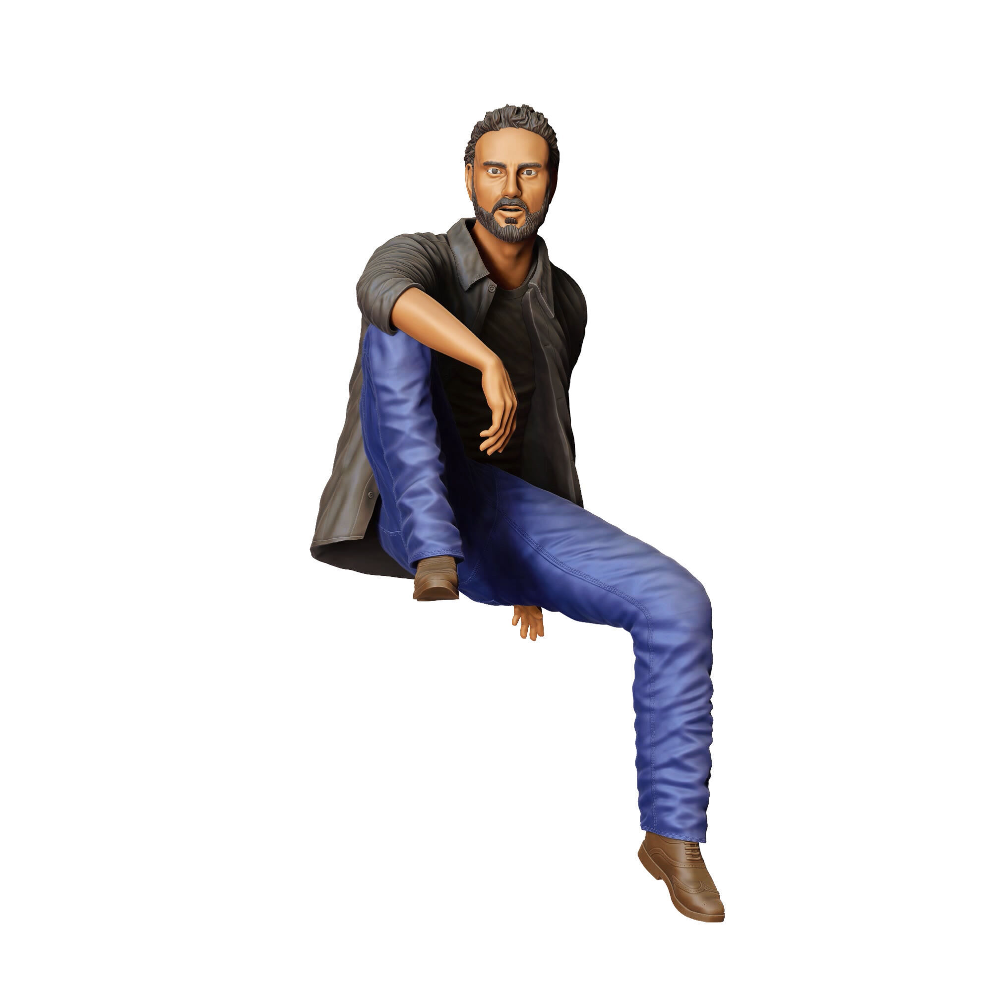 N7 a man sitting on a car 3D print model_1