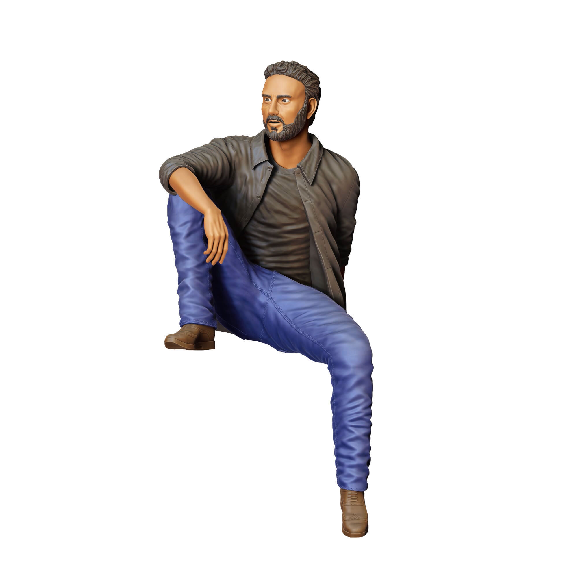 N7 a man sitting on a car 3D print model_23